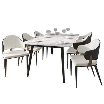 Zayle 7-Piece Dining Set with 55" Rectangular Dining Table in Black