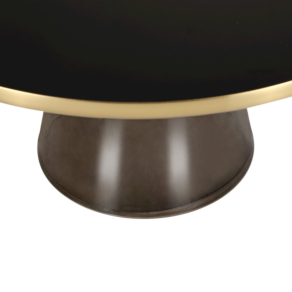 Tully Collection Glass Coffee Table Grey glass, Gold Rim with Black Glass top