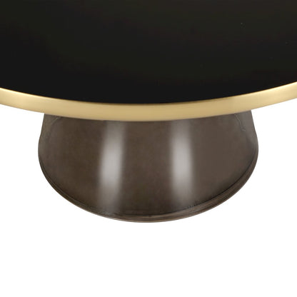 Tully Collection Glass Coffee Table Grey glass, Gold Rim with Black Glass top