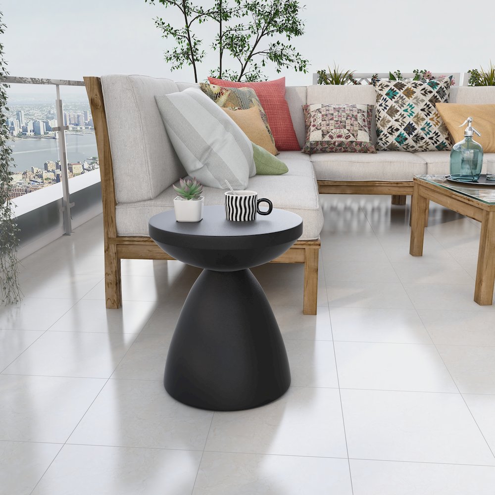 Dune Collection Fiberglass Outdoor Side Table in Black