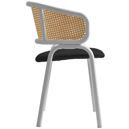Ervilla - Dining Chair - White frame in Black Leather Set of 4