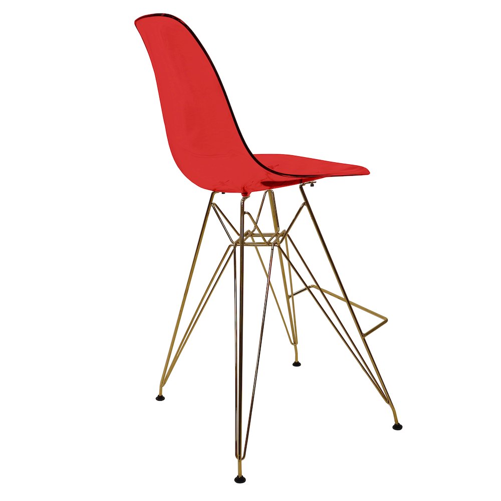 Cresco Counter Height Chair With Eiffel Gold Base In Transparent Red