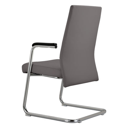 Aleen Series Guest Office Chair In Grey Leather