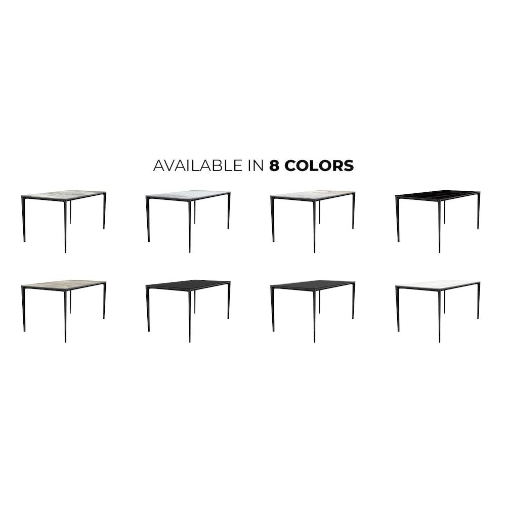 Avo Series Modern Dining Table Black Base, With 62 White/Gold Sintered Stone Top