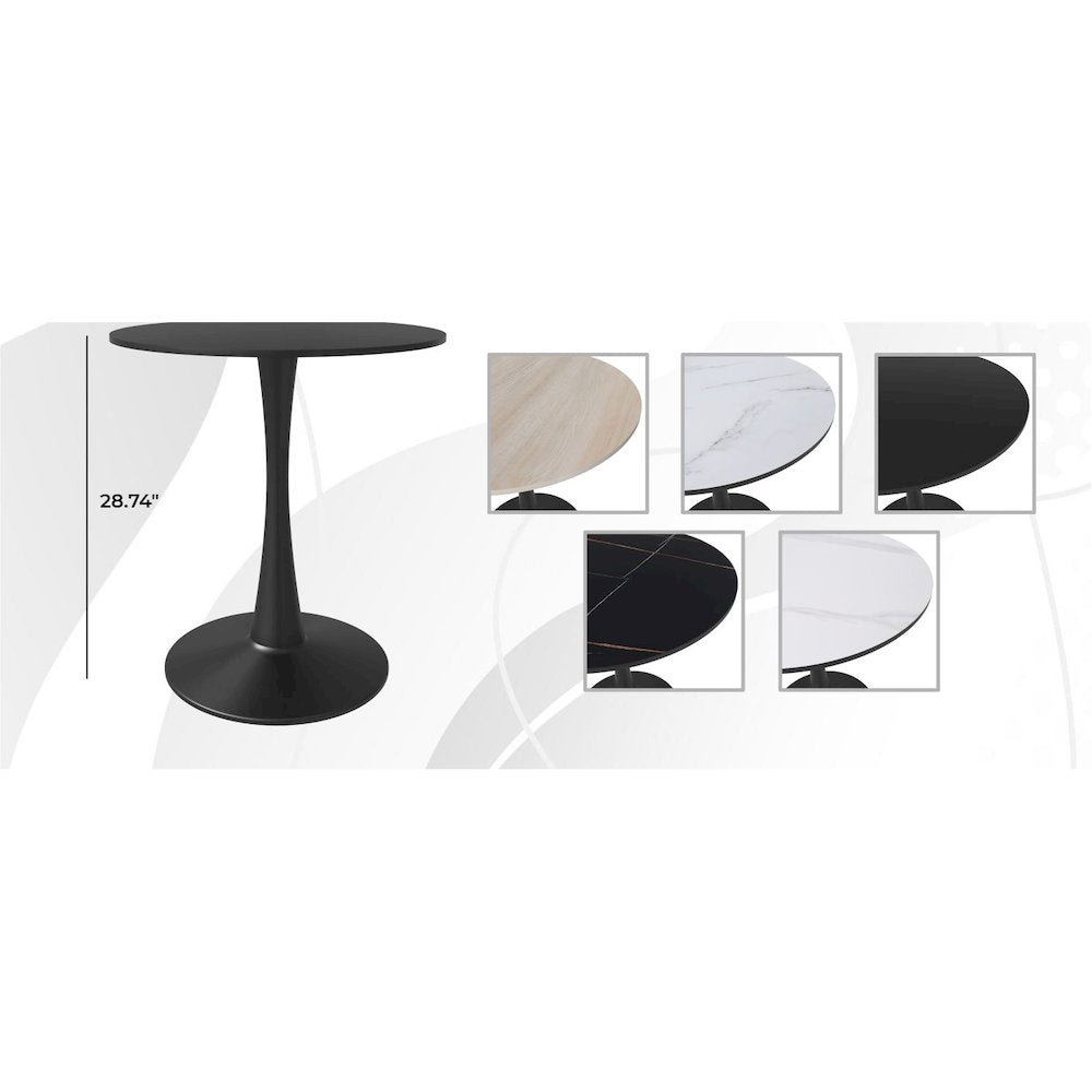 Leisyremod Bristol 24" Round Dining Table Black base with Black top