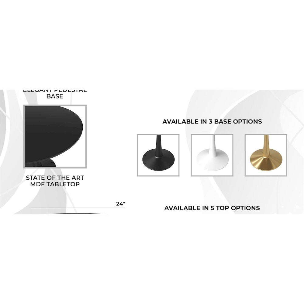 Leisyremod Bristol 24" Round Dining Table Black base with Black top