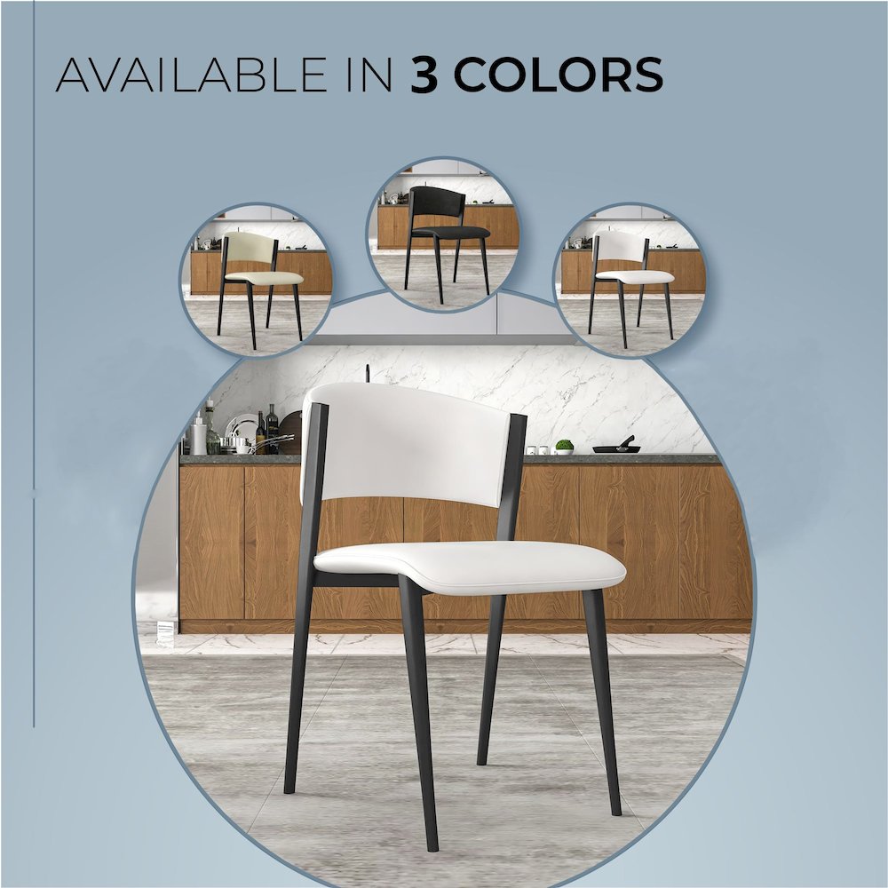 Aspen Collection Modern Dining Chair Black Frame in White Set of 2