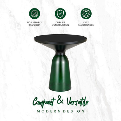 Tully Collection Glass side Table Green glass, Black Rim with Black Glass top