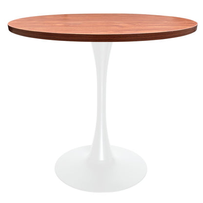 Bristol Dining table, White Base with 36" Round Cognac Brown MDF top