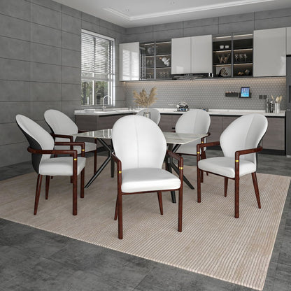 Opaline Series Elegant Wooden Dining Chair in Black Velvet and White