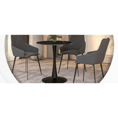 Bristol 24 round dining table Black base with Black Sintered stone Top