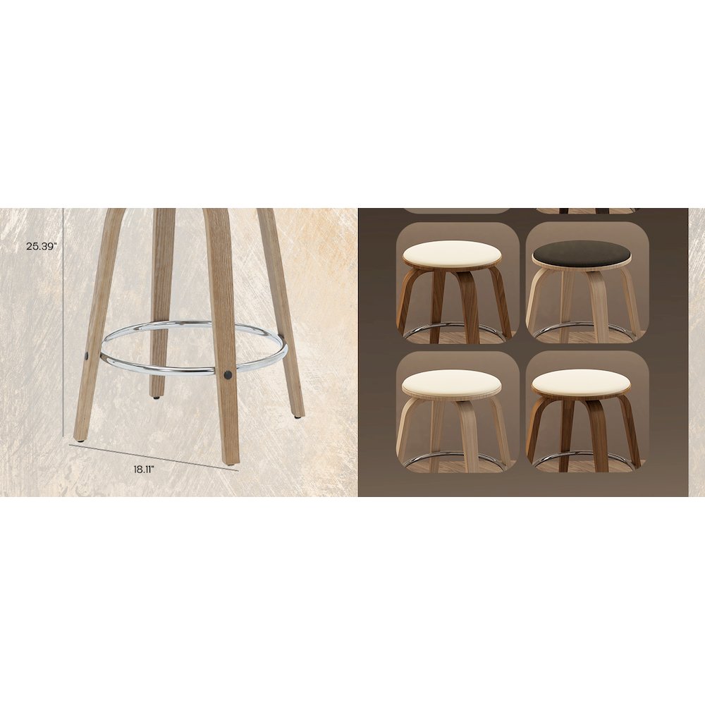 Wooden Counter Stool Pelya Collection Modern Style Washed Walnut color in Black
