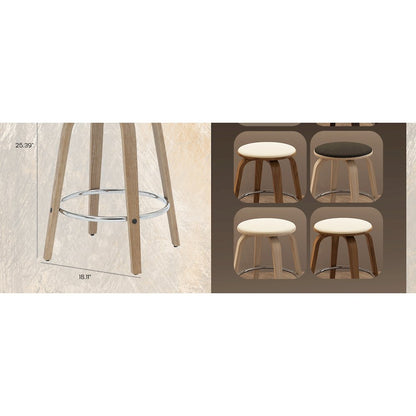 Wooden Counter Stool Pelya Collection Modern Style Washed Walnut color in Black