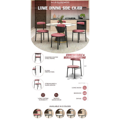 Lume Collection Modern Dining Chair in Burgundy Set of 4
