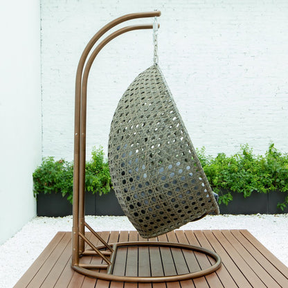 Beige Wicker Hanging 2 person Egg Swing Chair