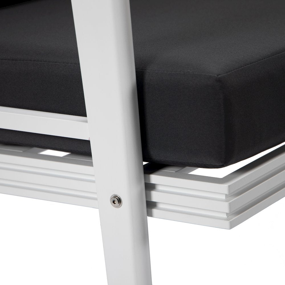 Walbrooke Outdoor Patio White Aluminum Armchairs With Cushions Set in Charcoal