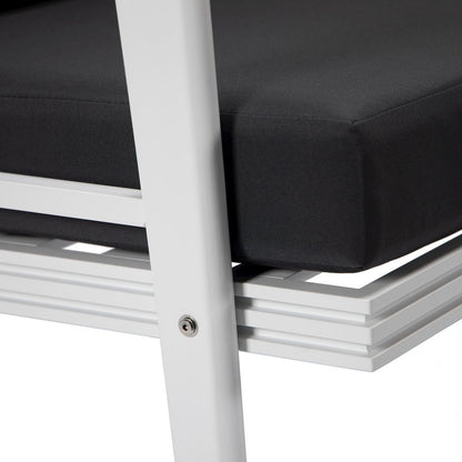 Walbrooke Outdoor Patio White Aluminum Armchairs With Cushions Set in Charcoal