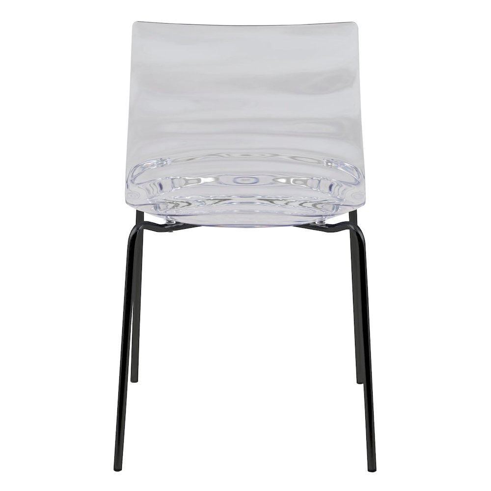 Astor Modern Dinin Chair, Single Chair, Black Base with Clear Seat Set of 2