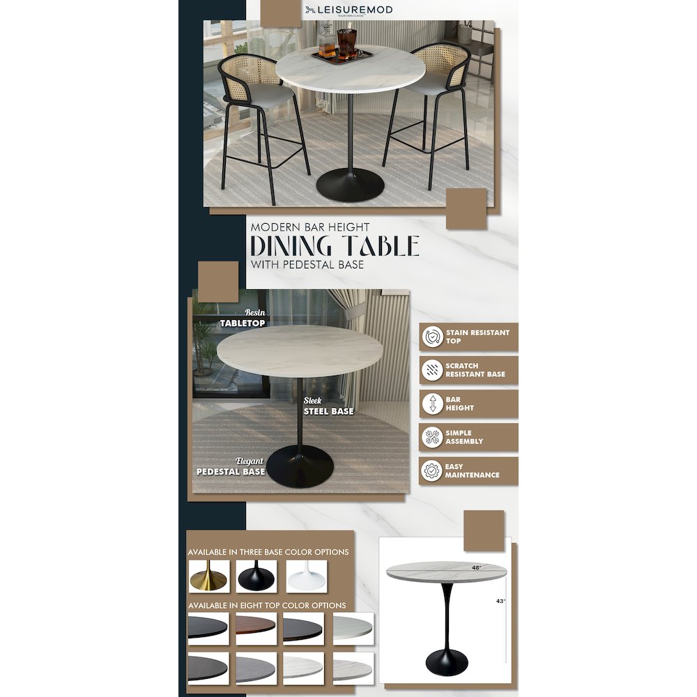 Verve Collection Modern Bar Height Table