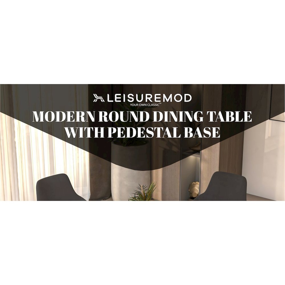 Bristol 35" round dining table Black base with White Sintered stone Top