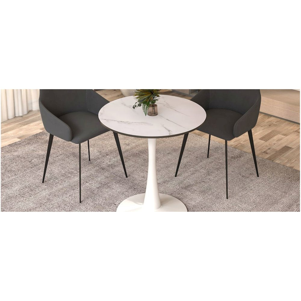 Leisyremod Bristol 24" Round Dining Table White base with White top