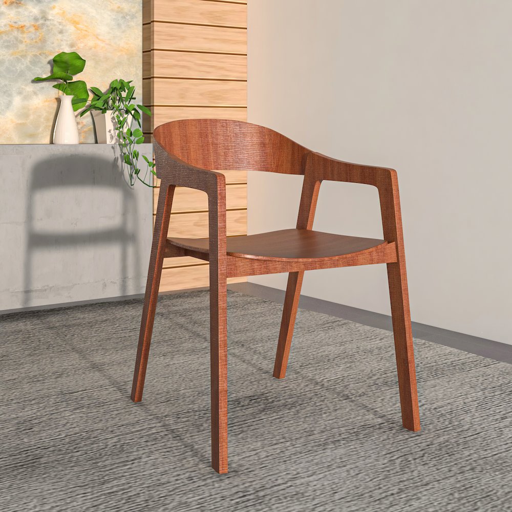 Rivo Collection Elegant Dining Chair in Dark Natural Wood - Set of 2