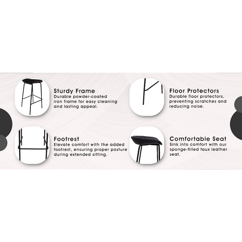 Servos Modern Barstool in Black