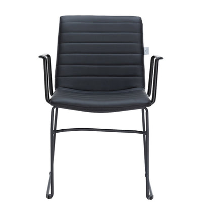 Zylar Series Office Guest Arm Chair in Black Leather