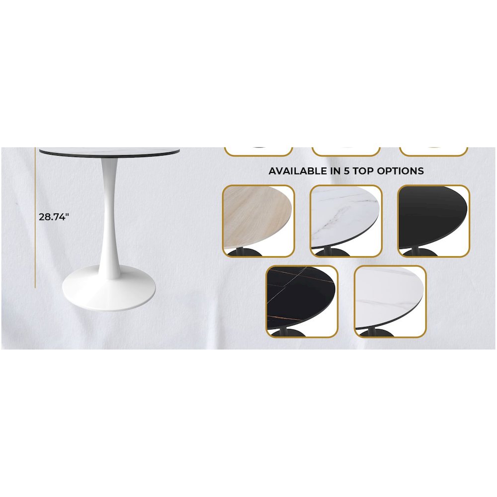 Leisyremod Bristol 24" Round Dining Table White base with White top