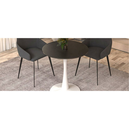 Leisyremod Bristol 27" Round Dining Table White base with Black top