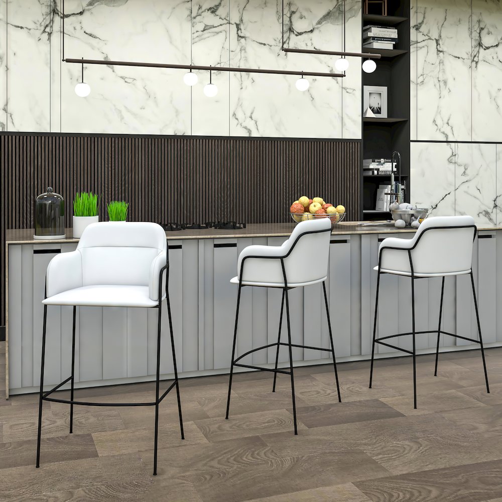 Axis Collection Modern Bar height Chair in White
