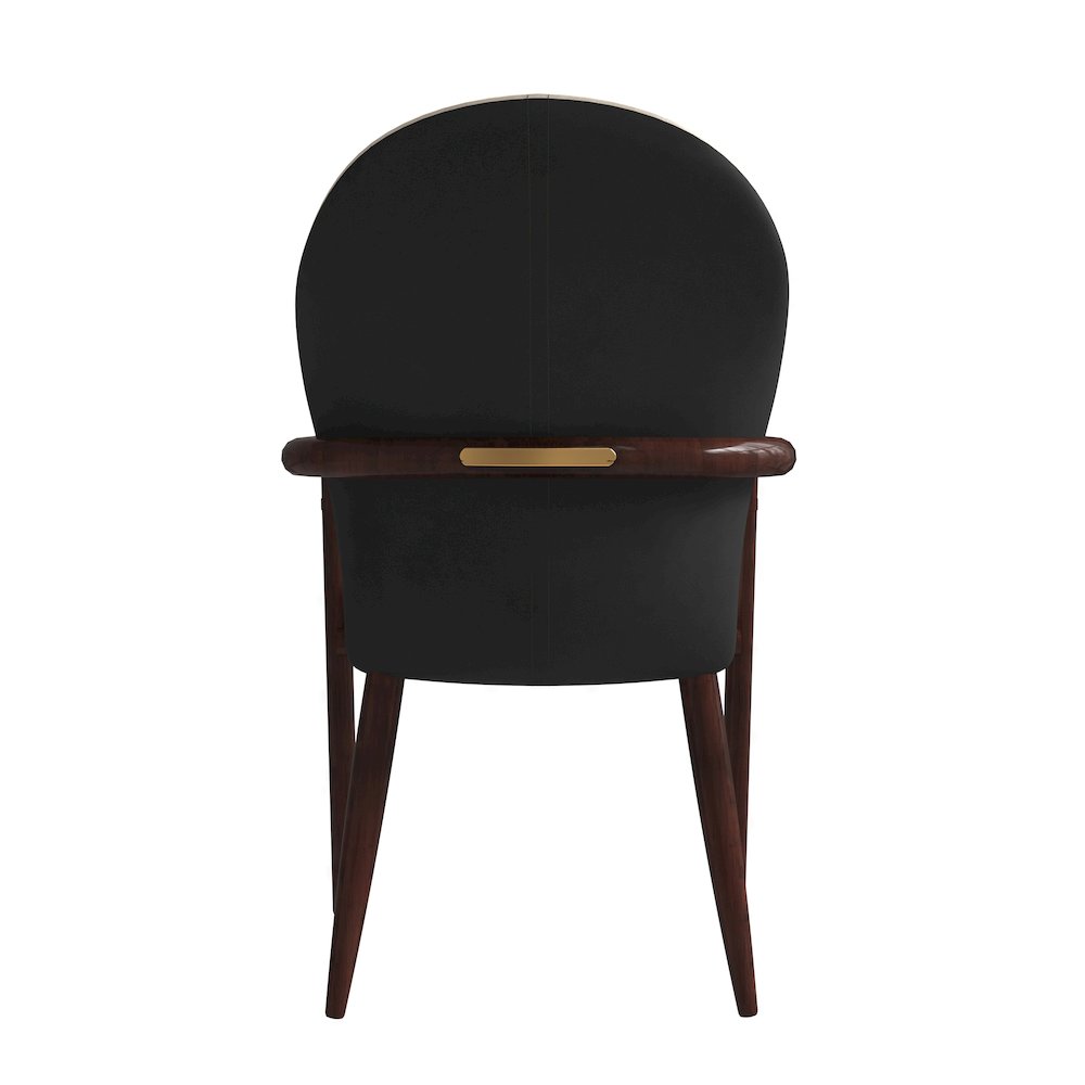 Opaline Series Elegant Wooden Dining Chair in Black Velvet and Toupe
