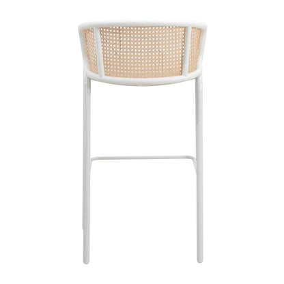 Ervilla Mid-Century Modern Wicker Bar Stool in Beige
