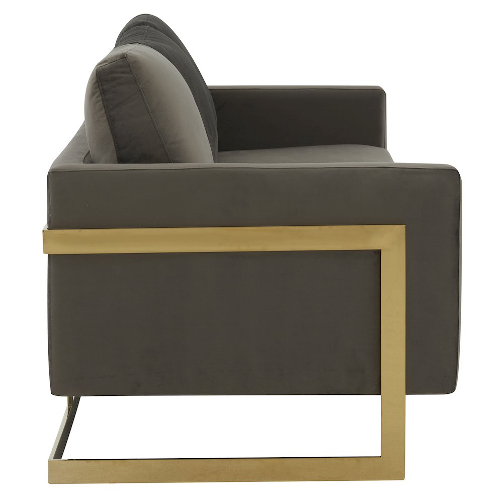 Lincoln Modern Mid-Century Upholstered Velvet Sofa with Gold Frame