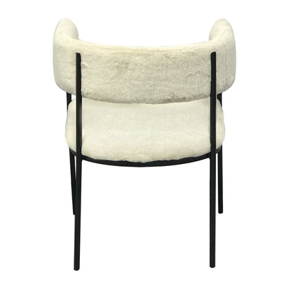Cyril Collection Modern Chair in White Faux Fur