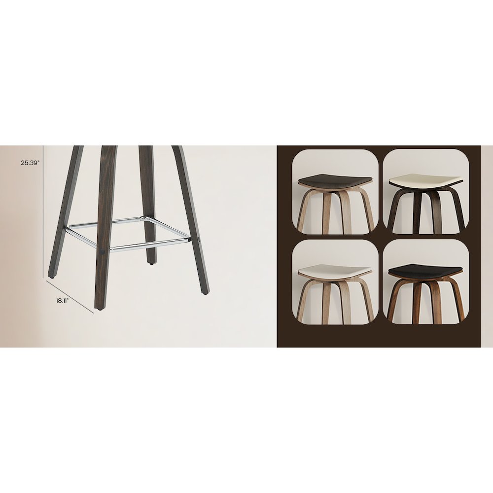 Modern Wooden Dining Chair, Walnut Frame in Taupe Klyne Collection By LeisrueMod