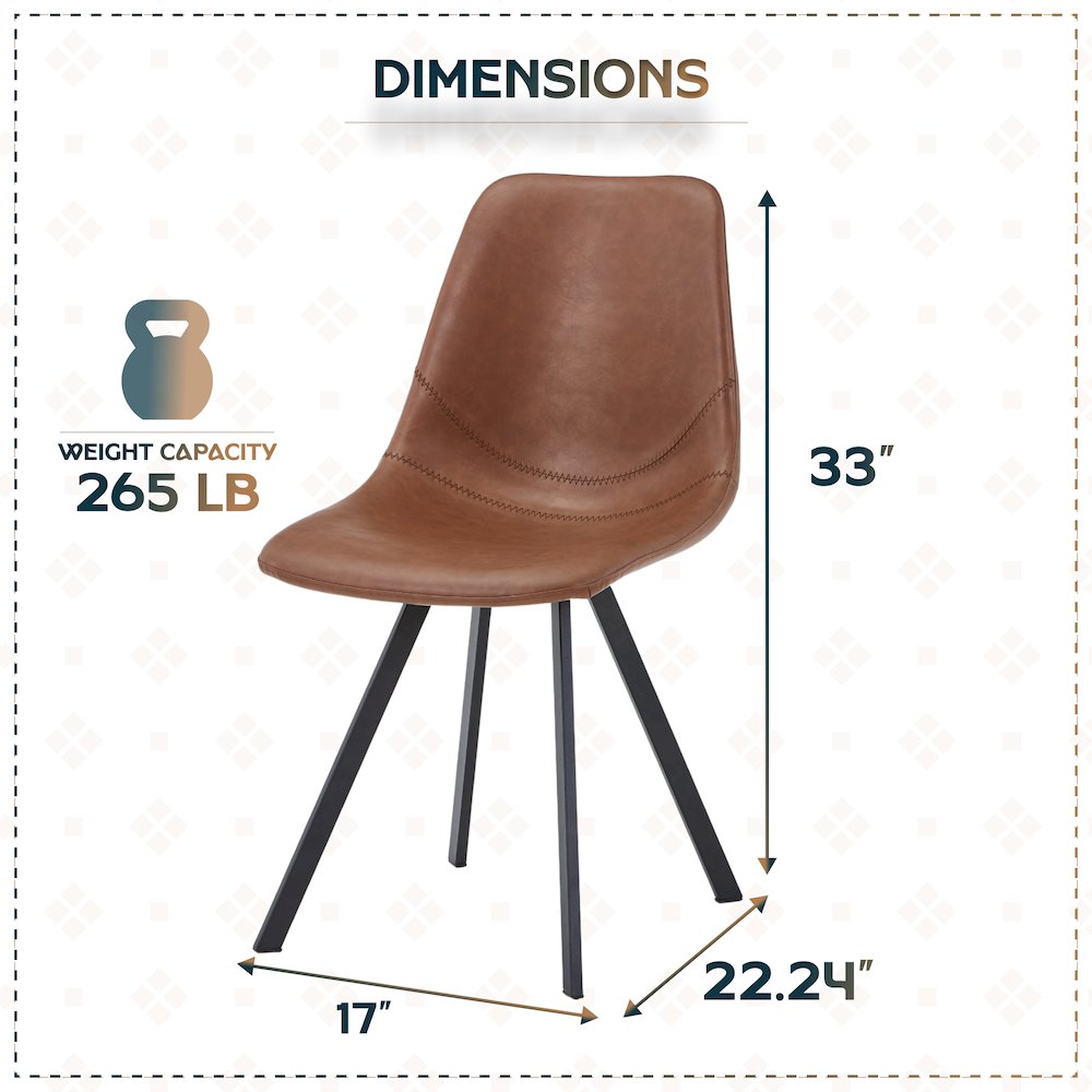 Markley Modern Leather Dining Chair With Metal Legs
