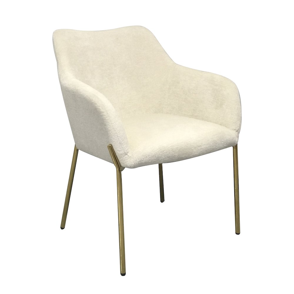 Zaire Collection Modern Dining Chair, Gold Legs and White Boucle