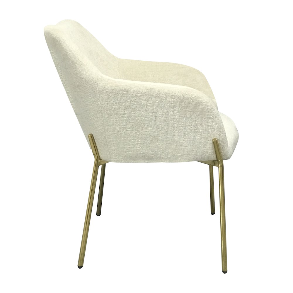 Zaire Collection Modern Dining Chair, Gold Legs and White Boucle