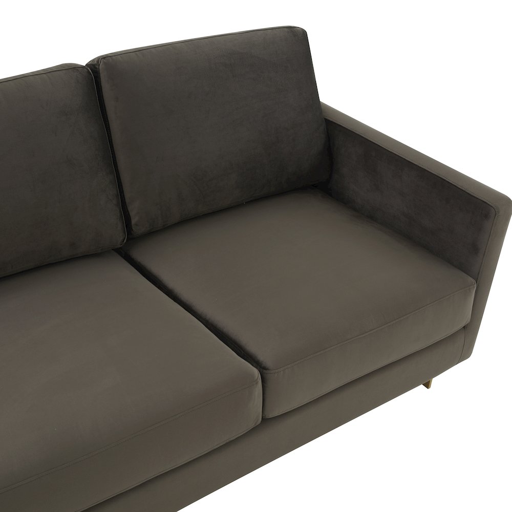 Lincoln Modern Mid-Century Upholstered Velvet Sofa with Gold Frame