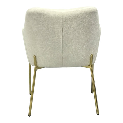 Zaire Collection Modern Dining Chair, Gold Legs and White Boucle