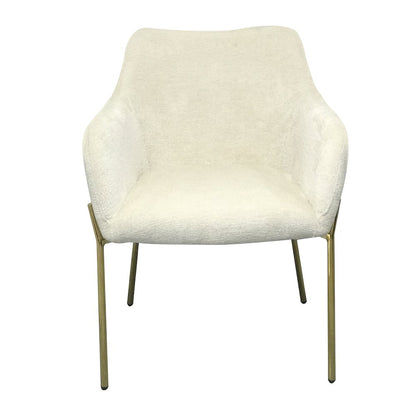 Zaire Collection Modern Dining Chair, Gold Legs and White Boucle