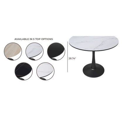 Bristol 35" round dining table Black base with marbled MDF top