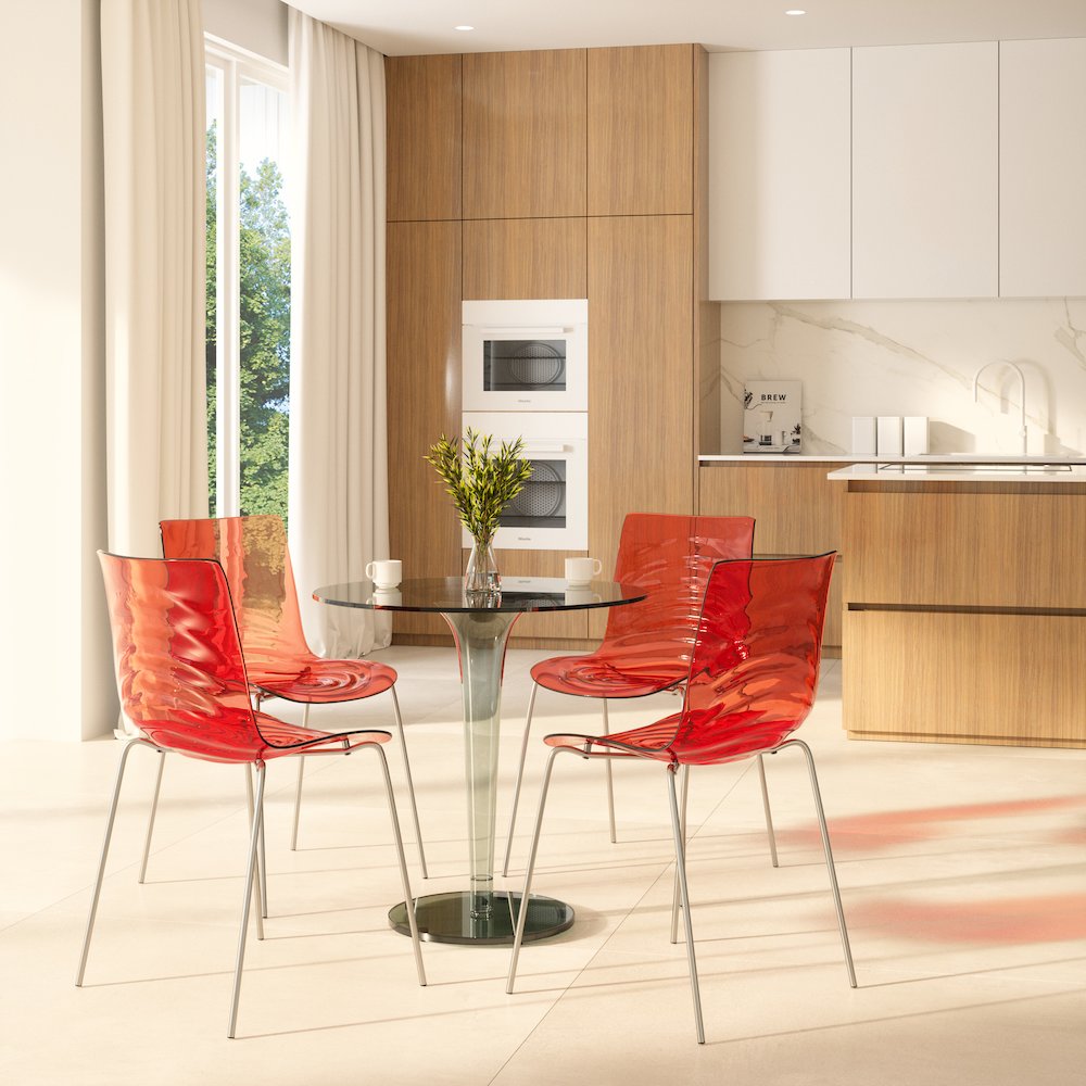 Astor Water Ripple Design Dining Chair Set of 4