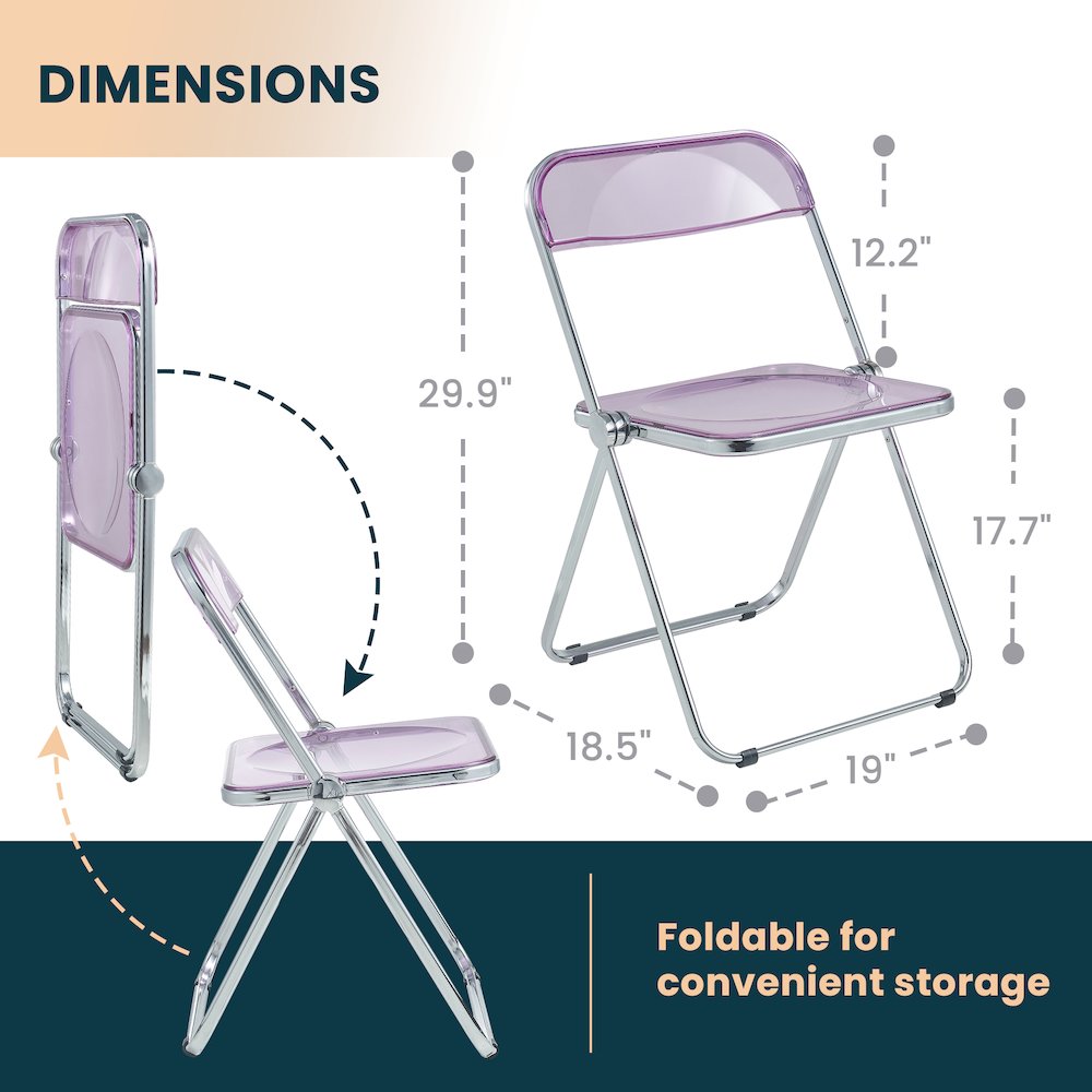 Lawrence Acrylic Folding Chair With Metal Frame, Set of 4