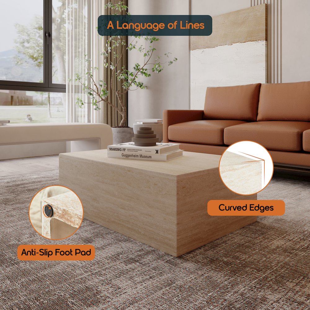 Maya Collection Outdoor/Indoor Coffee Table in Travertine