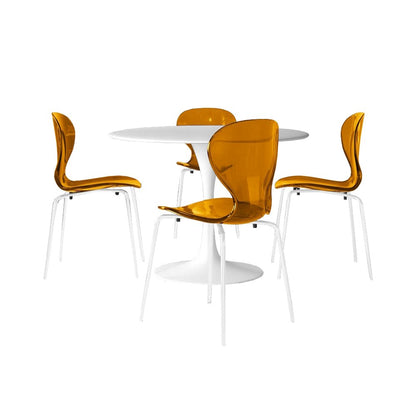 5-Piece Dining Set Round White MDF Dining Table