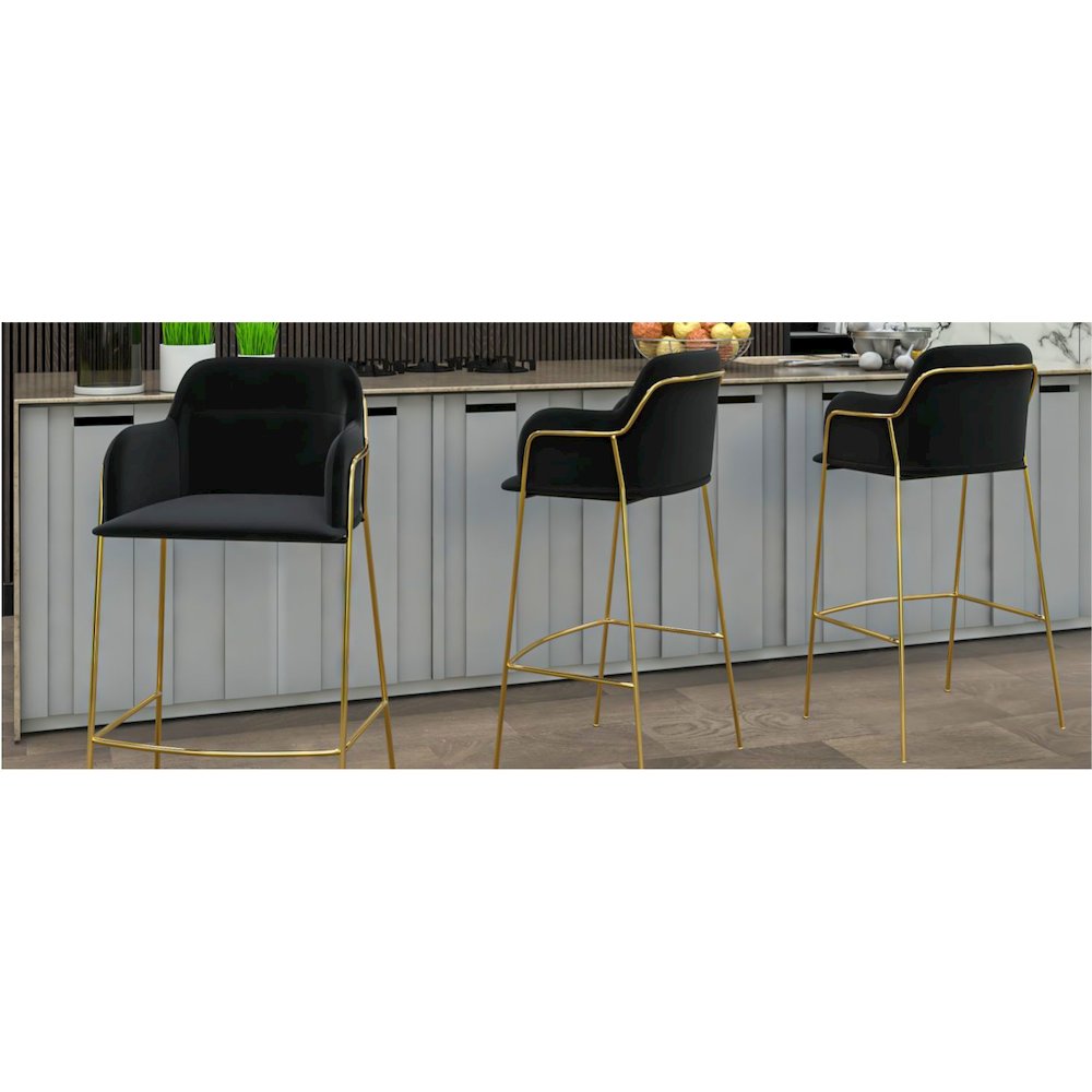 Lincoln Modern Mid-Century Upholstered Velvet Loveseat with Gold Frame