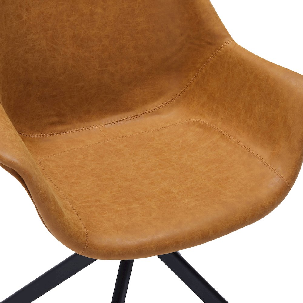 Markley Modern Leather Dining Swival Arm Chair in Light Brown