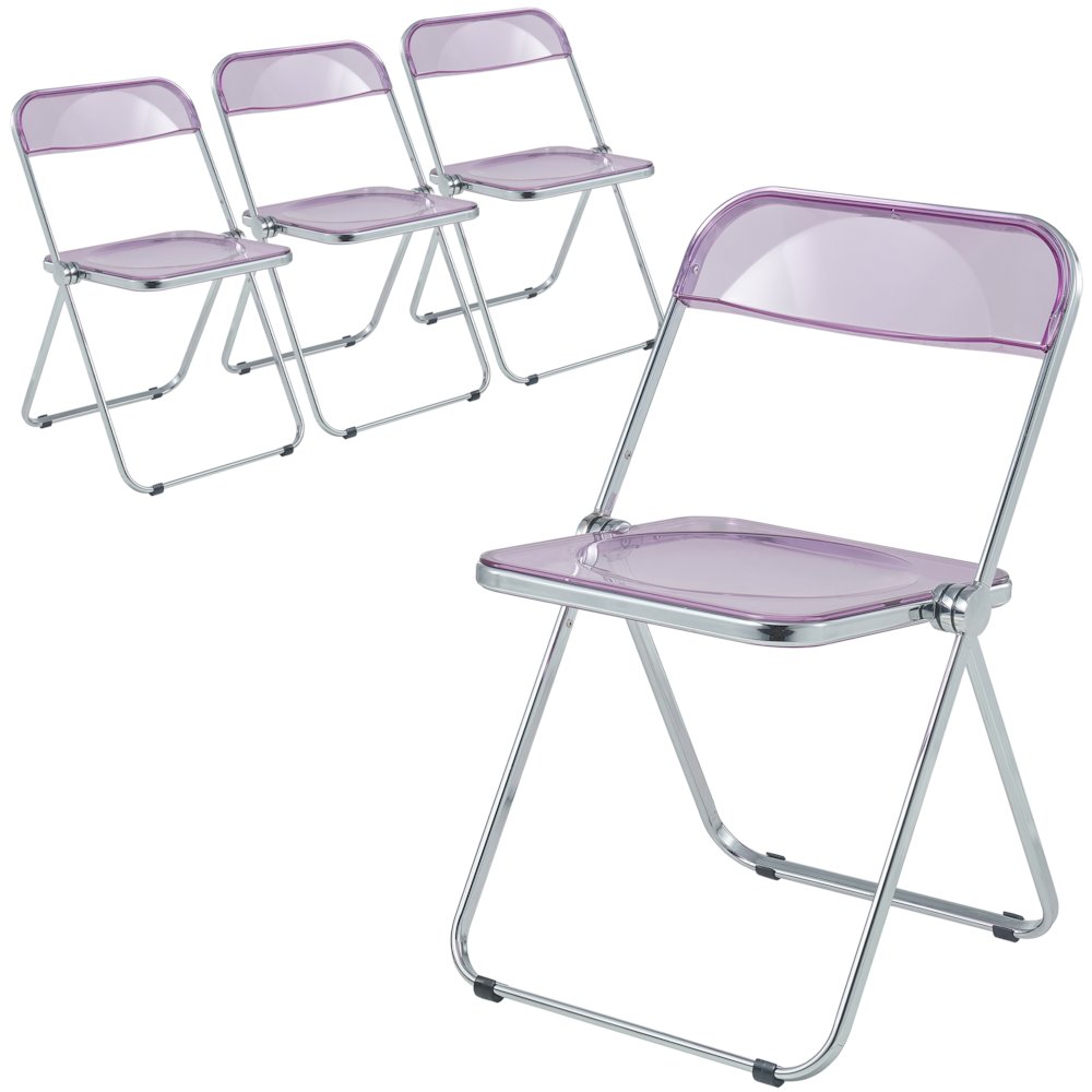 Lawrence Acrylic Folding Chair With Metal Frame, Set of 4